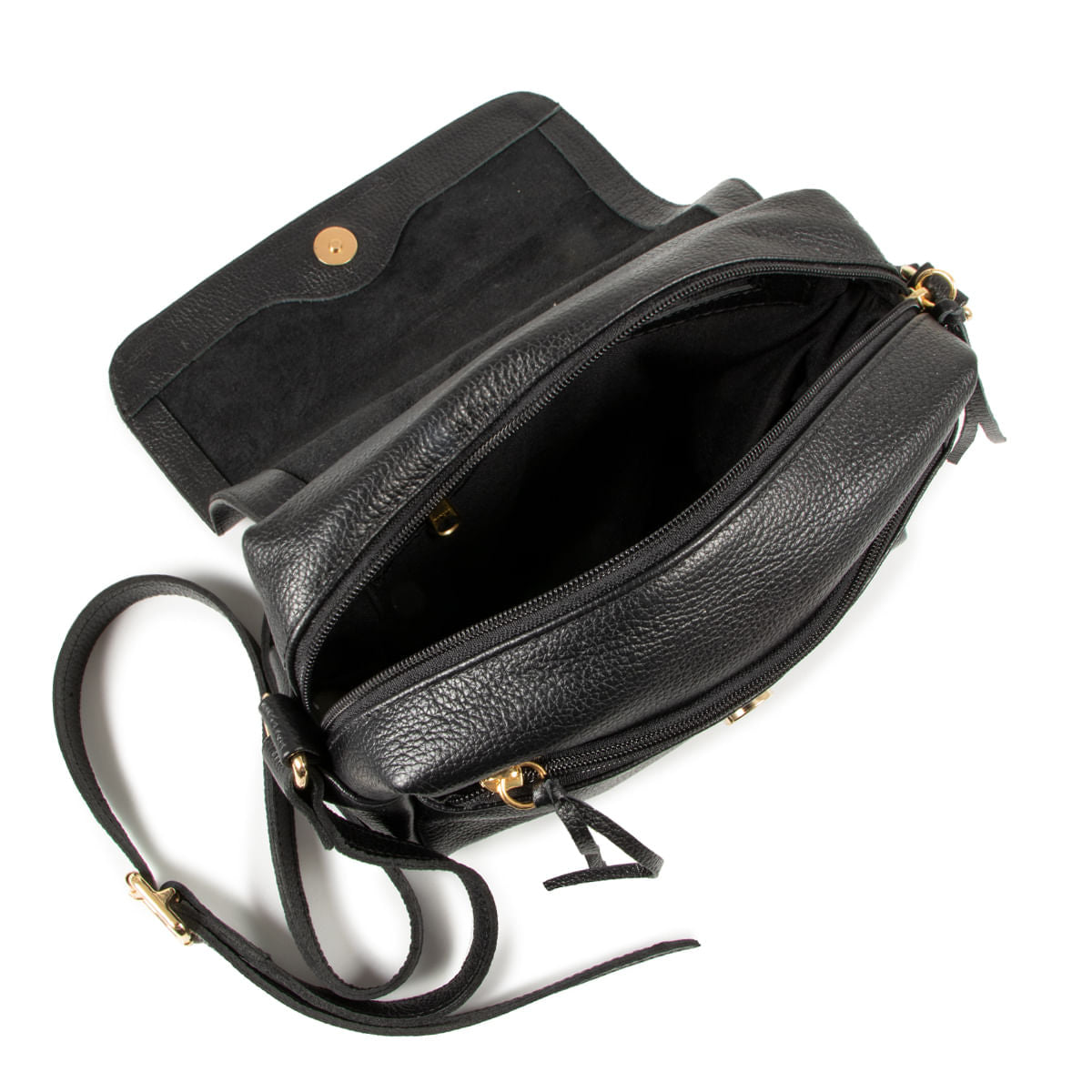 Bolsa Tiracolo Couro Preto