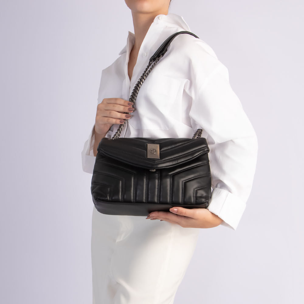 Bolsa Preta Tiracolo Matelassê
