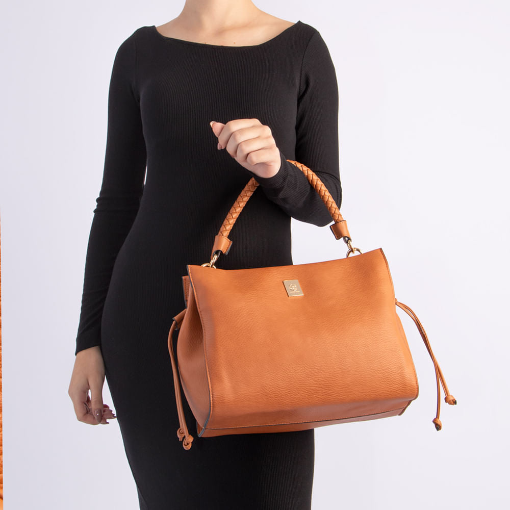Bolsa Caramelo Alça Texturizada