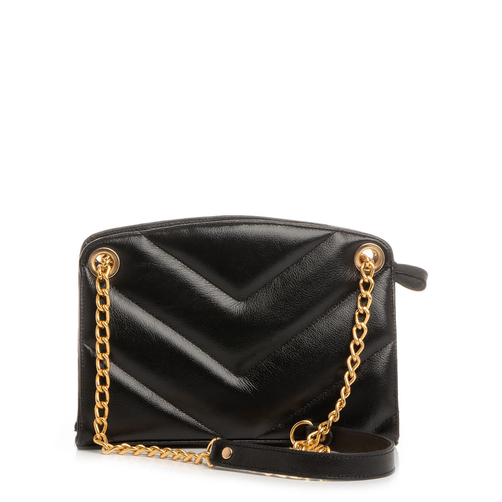 Bolsa Couro Preta Matelassê