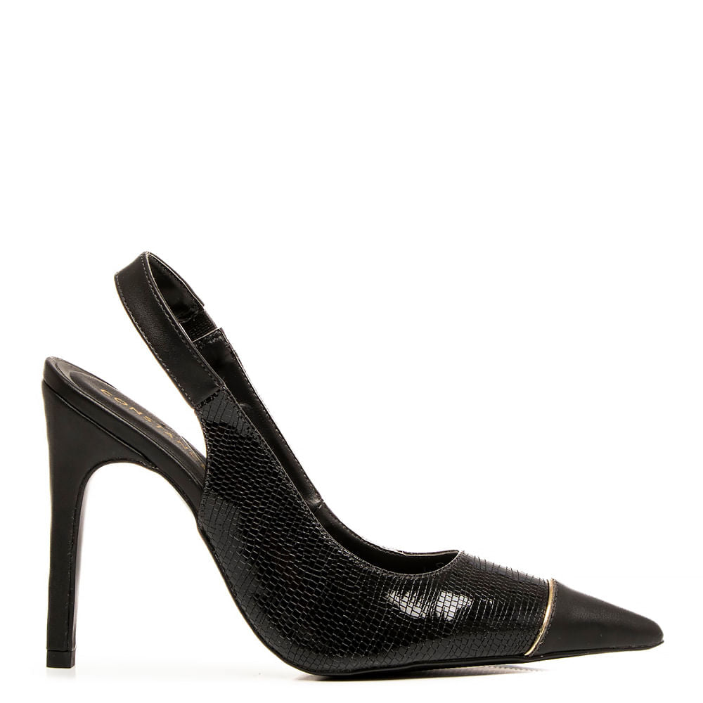Scarpin Slingback Preto Verniz