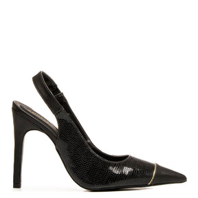 Scarpin Slingback Preto Verniz