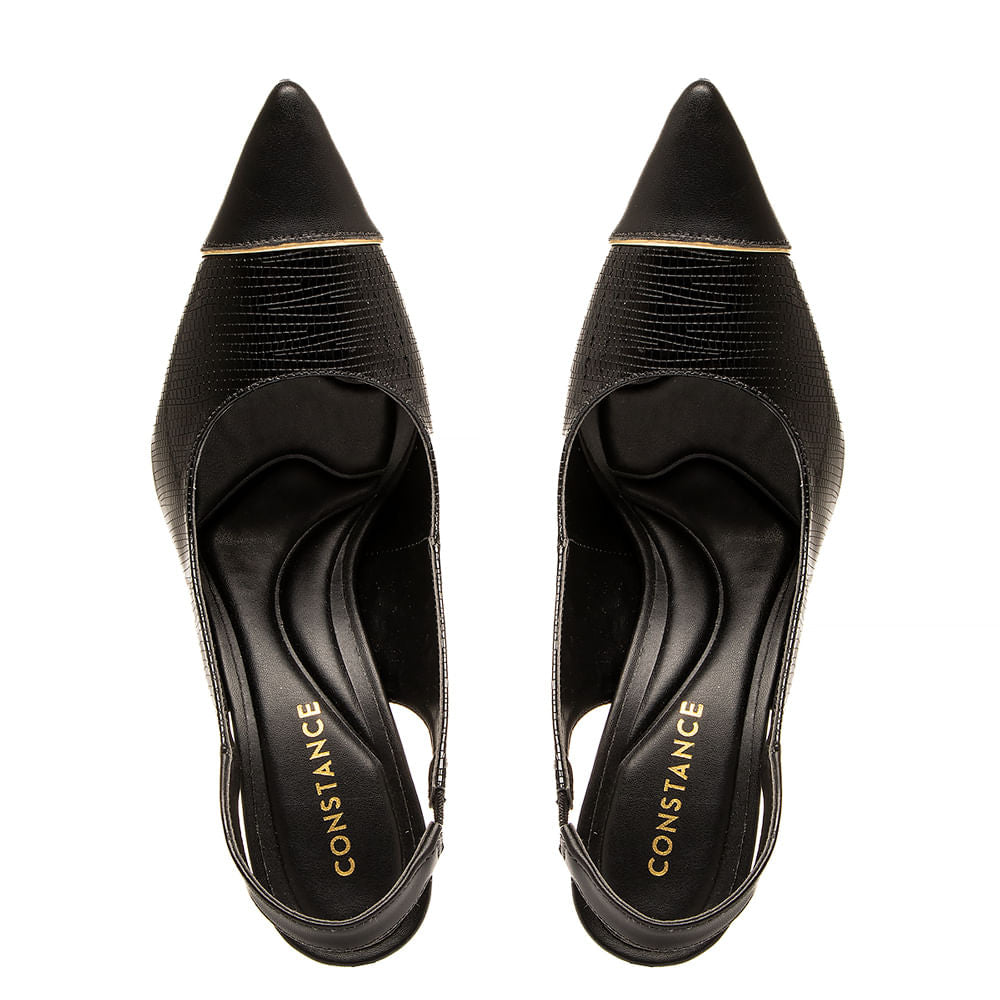 Scarpin Slingback Preto Verniz