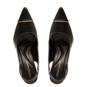 Scarpin Slingback Preto Verniz