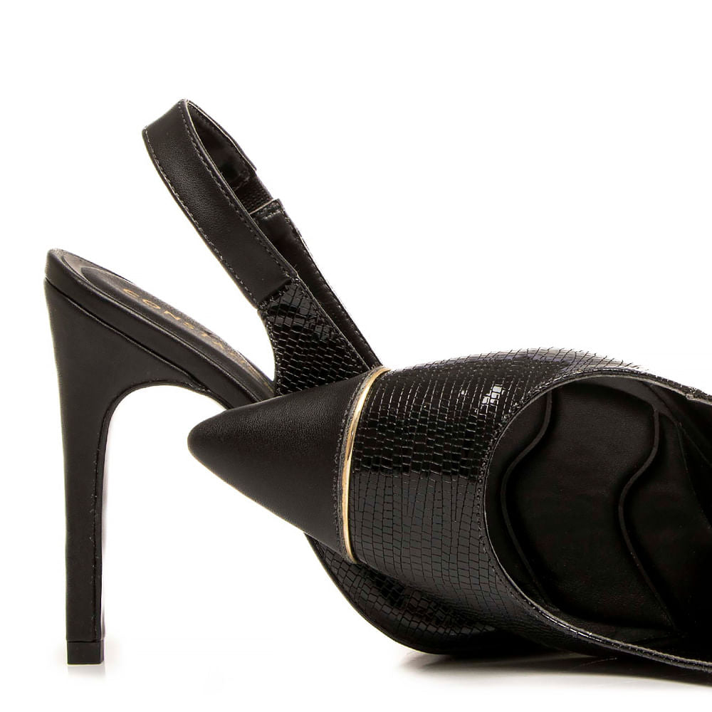 Scarpin Slingback Preto Verniz