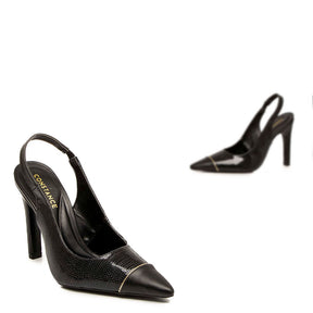 Scarpin Slingback Preto Verniz