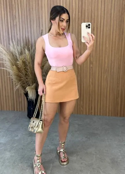 Short/Saia Melissa Alfaiataria - Nude